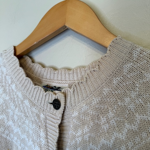 Northern Reflections VTG Floral Crochet Knit Ornate Brass Buttons Cardi Sweater - Picture 6 of 15